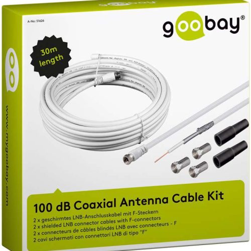 Goobay 100 dB Koax-Antennenkabel Set LNB-Anschlusskabel  30 m - Sat-Zubehör