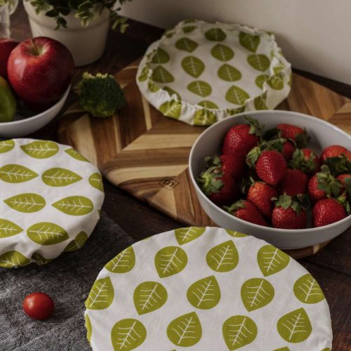 Nuts Innovations Schüsselabdeckung Textil 3er Set Grüne Blätter - Schüsseln & Schalen