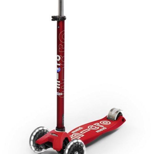 Micro Maxi Deluxe LED Kinder Kickboard Rot - Outdoor Mobilität