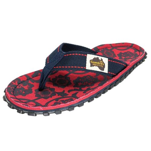 Gumbies Red & Blue Rose Herren Zehentrenner  rot 45 - Herrenschuhe