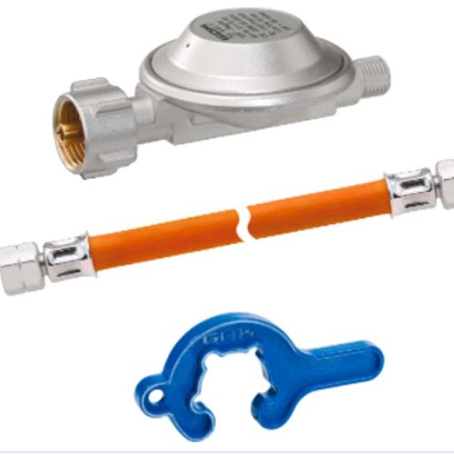 GOK Einflaschenanlage für Kleinflaschen Regl.-Schl.-Set EN61 1,5kg/h 50mbar 6,3 x 3,5-400 mm  - Gasregler & Gasschläuche