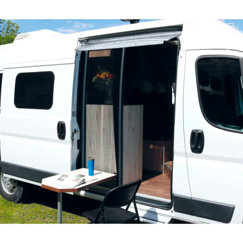 Fliegenschutz Remicare Van inklusive Tischschiene für den Fiat Ducato X250 / X290 / Rechtslenker / Fiat Code MH2 / LH2 /LH3 / XLH2 / XLH3 - Türvorhänge & Fliegengitter von REMIS