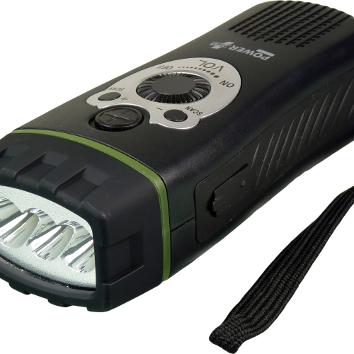 PowerPlus Wolf Dynamo USB LED Taschenlampe und Radio 3,6 V 80 mAh - LED Campingleuchten