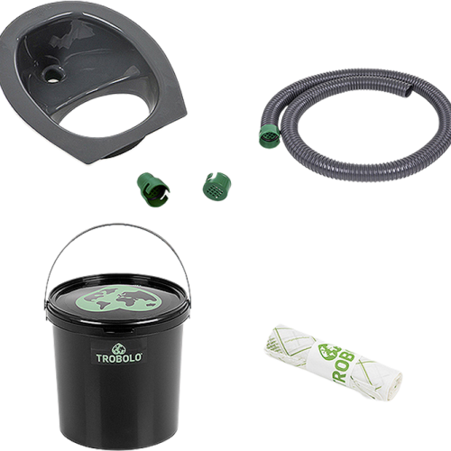 Trobolo Do it yourself Set 4 teillig für den Eigenbau der Trenntoilette mit Urinableitung 22 Liter grau - Trenntoiletten
