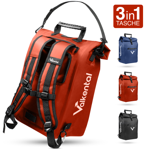 Valkental ValkOne 3-in-1 Fahrradtasche 25 Liter rot - Rucksäcke