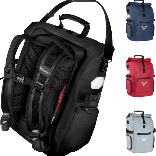 Valkental ValkPro 3-in-1 Fahrradtasche 26 Liter schwarz - Rucksäcke