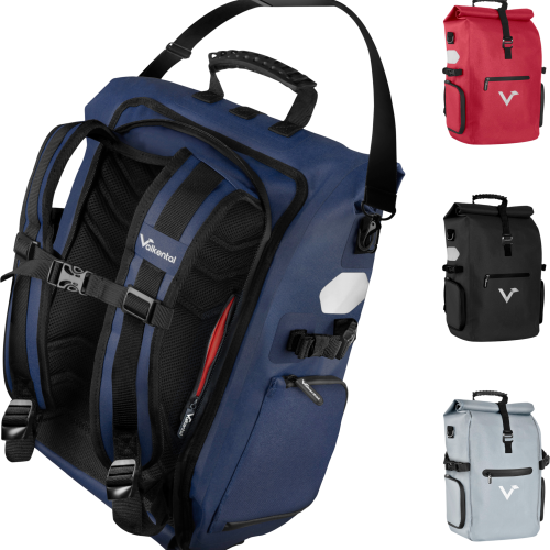 Valkental ValkPro 3-in-1 Fahrradtasche 26 Liter blau - Rucksäcke
