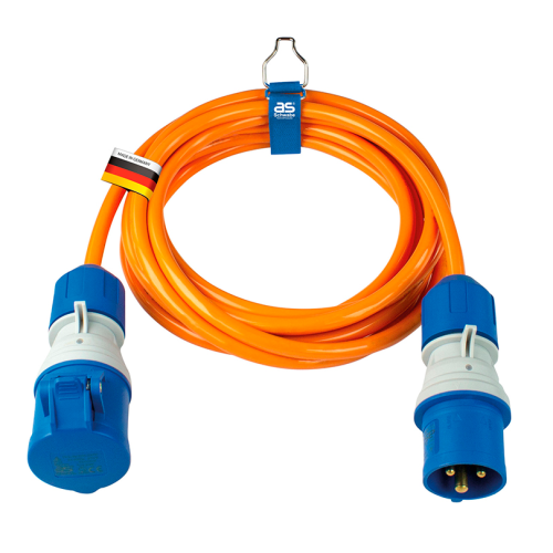 AS Schwabe CEE Verlängerung Cam­ping-Ver­län­ge­rungs­lei­tun­gen mit power­light Span­nungs­an­zei­ge 230 V  5 m orange - CEE-Kabel von AS-Schwabe