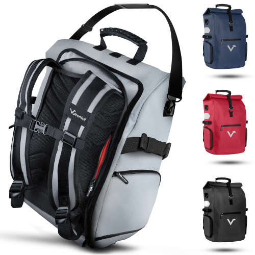 Valkental ValkPro 3-in-1 Fahrradtasche 26 Liter grau-reflektierend - Rucksäcke