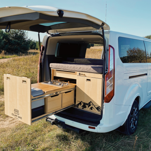Escape Vans Tour Box XL Klapptisch / Bett / Schublade Box Renault Traffic / Opel Vivaro B / Fiat Talento Ash - Campingboxen