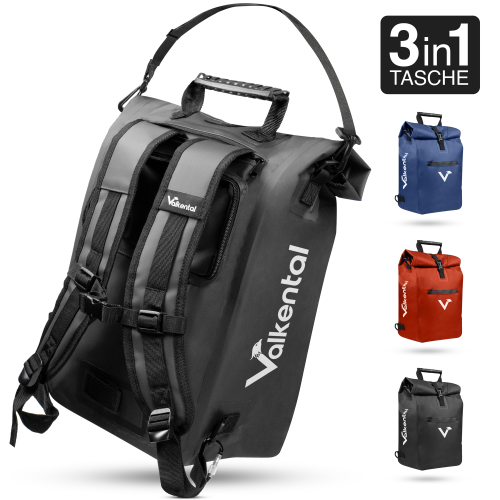 Valkental ValkOne 3-in-1 Fahrradtasche 25 Liter schwarz - Rucksäcke