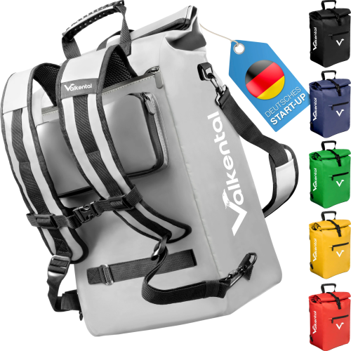 Valkental ValkOne 3-in-1 Fahrradtasche 25 Liter grau-refklektierend - Rucksäcke