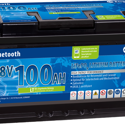 Berger LiFePO4 Lithium Batterie 100 Ah 12 V mit Bluetooth & Heizfunktion - Fahrzeug-Batterien