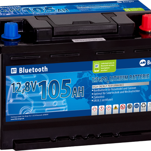 Berger LiFePO4 Lithium Batterie 105 Ah 12 V mit Bluetooth - Fahrzeug-Batterien