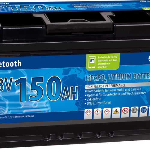 Berger LiFePO4 Lithium Batterie 150 Ah 12 V mit Bluetooth & im 100 Ah Gehäuse - Fahrzeug-Batterien