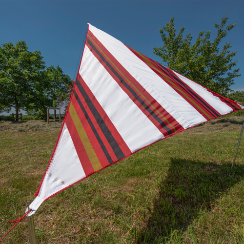Bent Sonnensegel Zip-Canvas Orient Design Weiß gestreift/RV Rot - Pavillons & Tarps