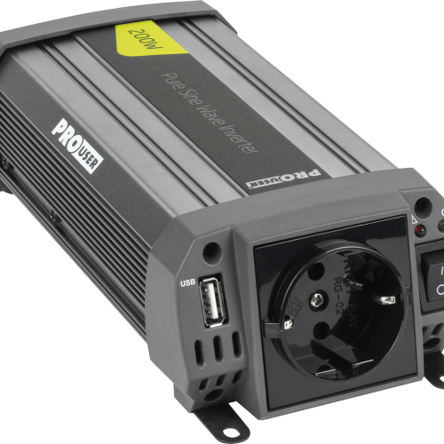 ProUser Wechselrichter Reine Sinuswelle mit USB Lader 12 V auf 230 V  20 A 200 W  - Wechselrichter & Spannungswandler