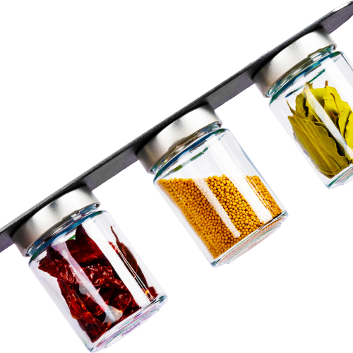 silwy® Magnet-Feinkostgläser BLACK & CLASSY 192 ml inkl. Leiste BLACK - Gewürzstreuer & Flüssigkeitsspender