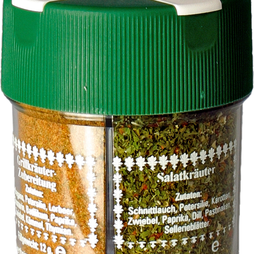 BasicNature Grillgewürzstreuer 4 in 1 mit Kräuter Provence / Grillkräuter / Salatgewürz / Virginia Mischung - Gewürzstreuer & Flüssigkeitsspender von Basic Nature
