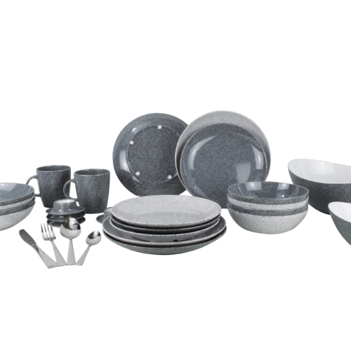 Gimex Geschirr-Set Classic Line 16-tlg. granite für 4 Personen - Kunststoff und Melamin Geschirr-Sets