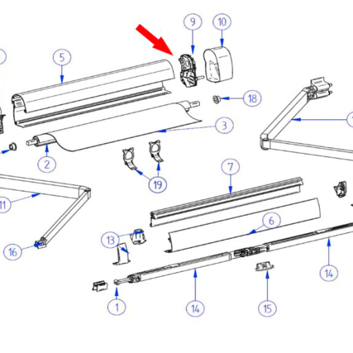 Thule Stützfuß Befestigung Front passend zu Omnistor 5002 / 5003 / 6200 / 9200 - Ersatzteile Zelte & Markisen
