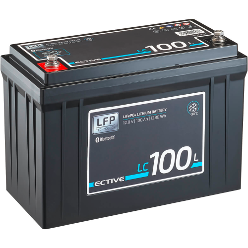 ECTIVE LC 100L BT LT LiFePO4 Lithium Versorgungsbatterie mit Integrierten Heizplatten / Bluetoothmodul 12 V 100 Ah  - Fahrzeug-Batterien