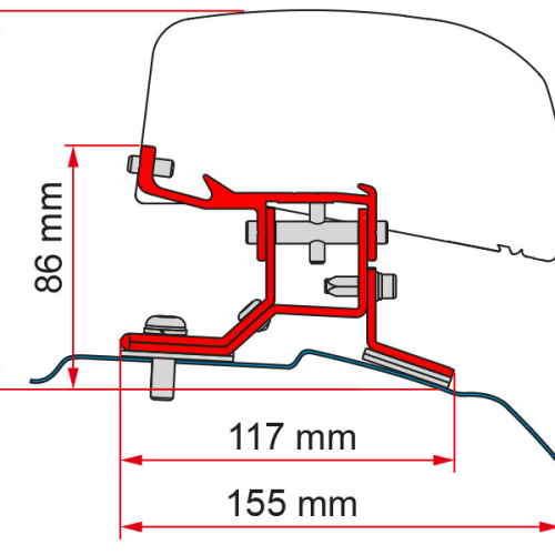 Fiamma Ford Custom L1 Halterung für Fiamma F40van für Rechtslenker - Markisenadapter