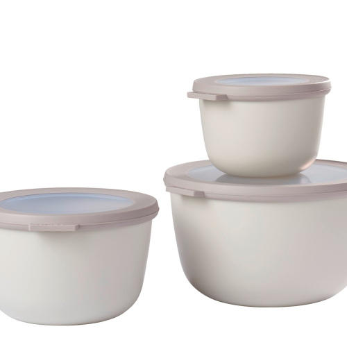 Mepal Cirqula Multischüsselset rund 3 teilig 500 / 1000 / 2000 ml nordic white  - Lebensmittelbehälter / Vorratsdosen