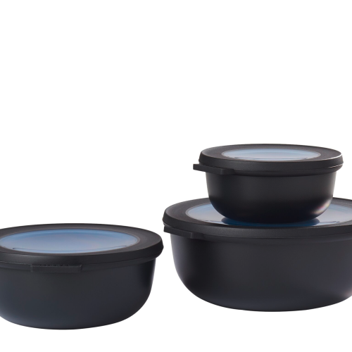 Mepal Cirqula Multischüsselset rund 3 teilig 350 / 750 / 1250 ml nordic black - Lebensmittelbehälter / Vorratsdosen