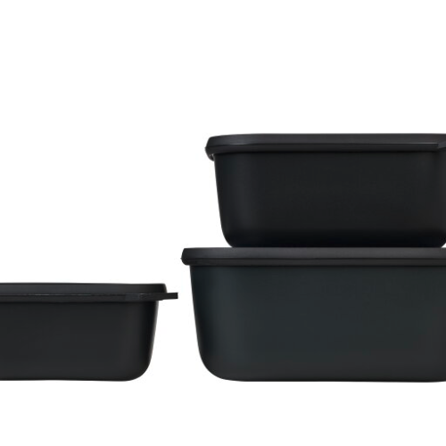 Mepal Cirqula Multischüsselset rechteckig hoch 3-teilig 750 / 1500 / 3000 ml nordic black   - Lebensmittelbehälter / Vorratsdosen
