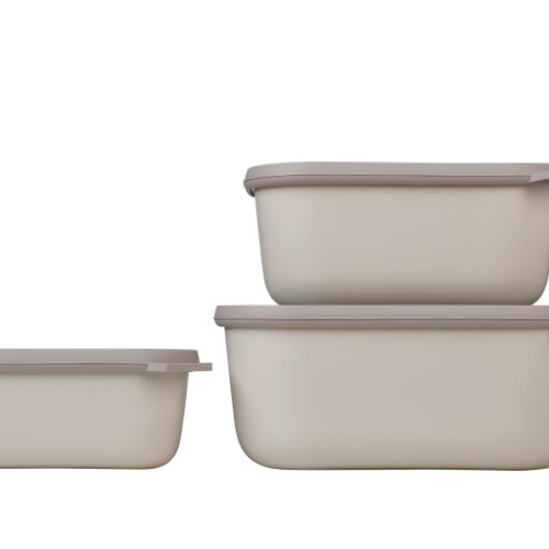 Mepal Cirqula Multischüsselset rechteckig hoch 3-teilig 750 / 1500 / 3000 ml  nordic white - Lebensmittelbehälter / Vorratsdosen