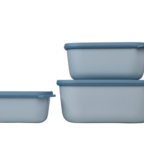 Mepal Cirqula Multischüsselset rechteckig hoch 3-teilig 750 / 1500 / 3000 ml nordic blue   - Lebensmittelbehälter / Vorratsdosen