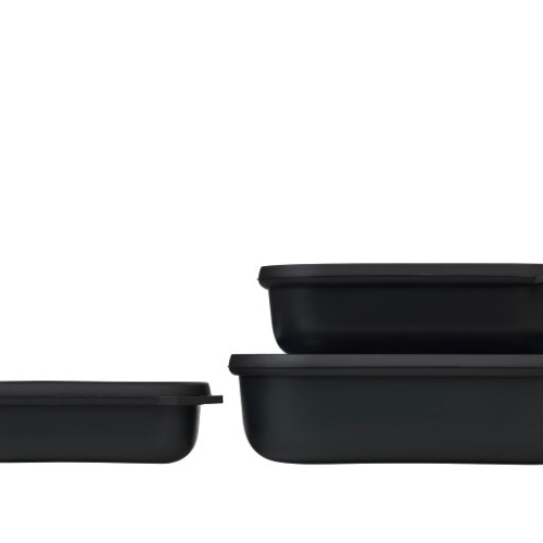 Mepal Cirqula Multischüsselset rechteckig flach 3 teilig 500 / 1000 / 2000 ml nordic black  - Lebensmittelbehälter / Vorratsdosen