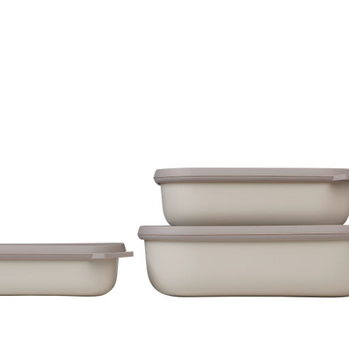 Mepal Cirqula Multischüsselset rechteckig flach 3 teilig 500 / 1000 / 2000 ml nordic white  - Lebensmittelbehälter / Vorratsdosen