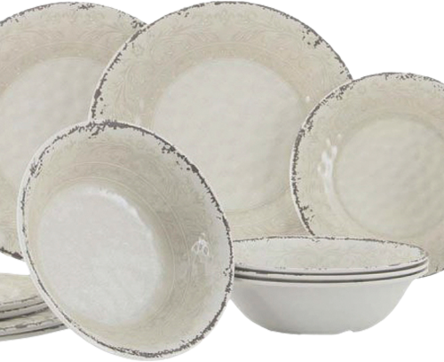 Gimex Set Stone Line Sand 12tlg. Antislip - Kunststoff und Melamin Geschirr-Sets
