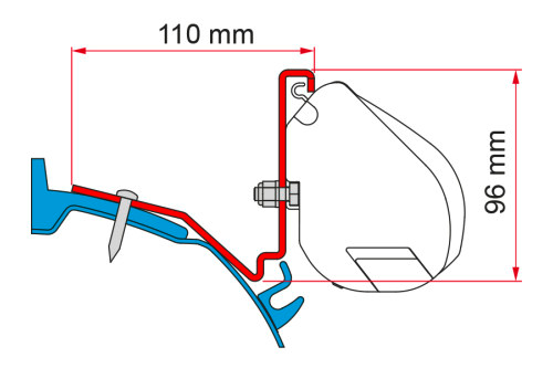 Fiamma Ford Custom Capland/Capfun Halterung für Fiamma F35 - Markisenadapter