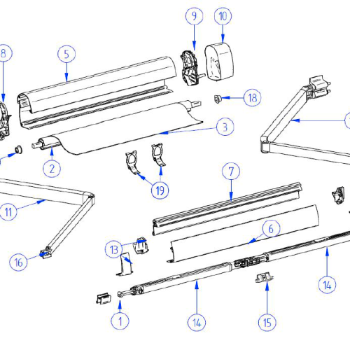 Thule Endkappe Frontblende links und rechts für Markise Omnistor 5102 / VW 2,6 Meter - Farbe Anthrazit Thule Ersatzteilnummer 1500602703 - Ersatzteile Zelte & Markisen