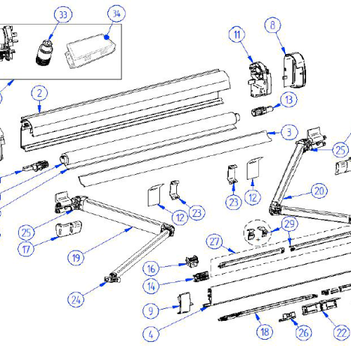 Thule Gehäuse für Markise Omnistor 5200 5,0 Meter - Farbe Weiß Thule Ersatzteilnummer 1500602999 - Ersatzteile Zelte & Markisen