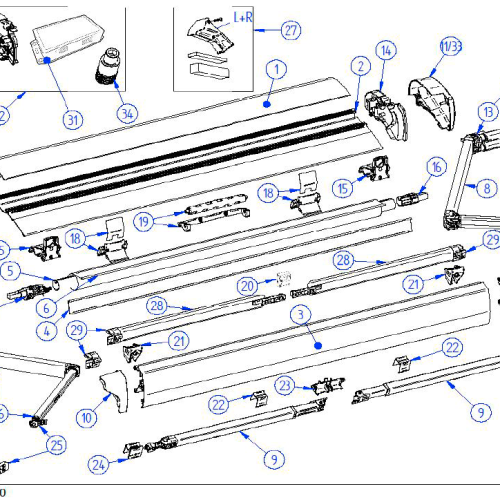 Thule Gehäuseabdeckung für Markise Omnistor 6300 4,25 Meter - Farbe Anthrazit Thule Ersatzteilnummer 1500603470 - Ersatzteile Zelte & Markisen