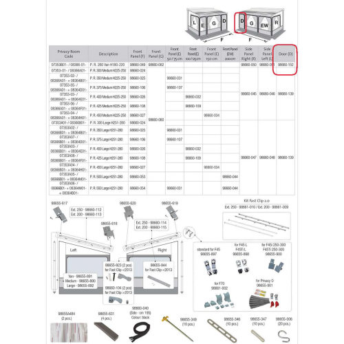 Fiamma Kit Privacy Door Room 260 Van RS - Ersatzteile Fahrzeug