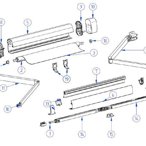 Thule Markisenwalze / Tuchrolle für Markise Omnistor 5102 / VW 2,6 Meter - Thule Ersatzteilnummer 1500601954 - Ersatzteile Zelte & Markisen