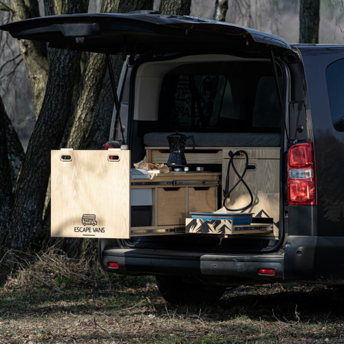 Escape Vans Tour Box XL Klapptisch / Bett / Schublade Box VW Caravelle / Multivan / Transporter T6 / T6.1 Ash - Campingboxen
