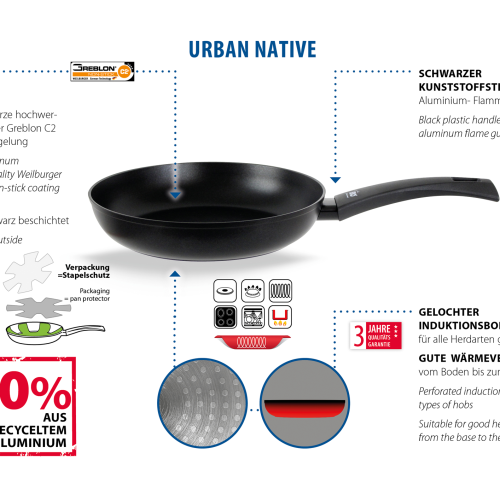 Elo Urban Native Pfanne aus recyceltem Aluminium 20 cm schwarz  - Camping Pfannen & Woks