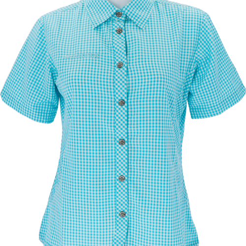 Deproc Damen Funktionsbluse  hellblau kariert 40 - Damenshirts, -blusen & -pullover