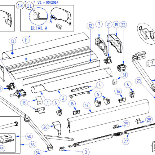 Thule Support Roller Tube Rückenprofil Walze für Markise Omnistor 9200 5,0 Meter - Thule Ersatzteilnummer 1500602458 - Ersatzteile Zelte & Markisen
