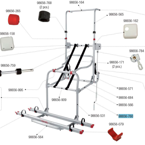 Fiamma Handkurbel passend für Carry Bike Lift 77 - Fiamma Ersatzteilnummer 98656-760 - Ersatzteile Fahrzeug