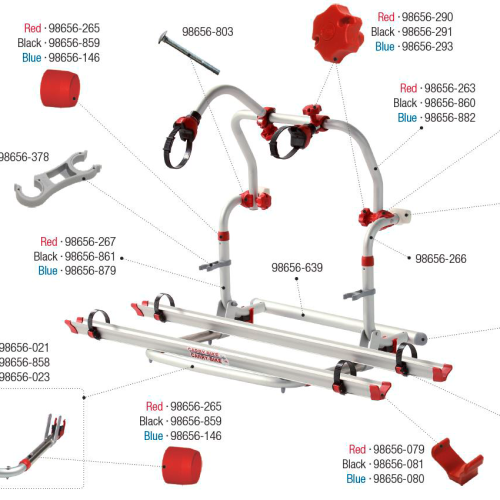 Fiamma Montagesatz passend für Carry Bike Pro C - Farbe Blau Fiamma Ersatzteilnummer 98656-167 - Ersatzteile Fahrzeug