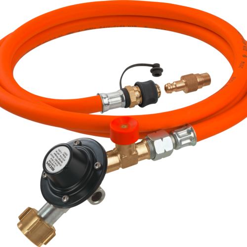 GOK Regler-Schlauch-Set M50-F/SBS 2kg/h 2bar KLF 6,3x3,5x1200-STK STN/Kart. SV - Gasregler & Gasschläuche