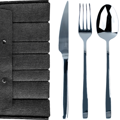 Silwy Reisebesteck-Set Edelstahl 5-tlg. + Etui - Campingbesteck