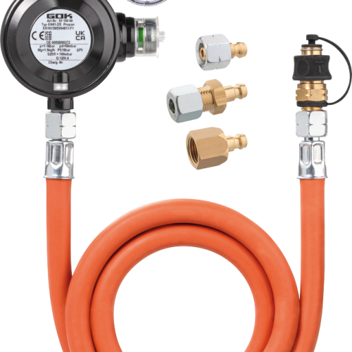 GOK Regler-Schlauchleitung-Set EN61-DS 1,5kg/h 50mbar KLFxSKUx1500 und Steckn. 3St - Gasregler & Gasschläuche